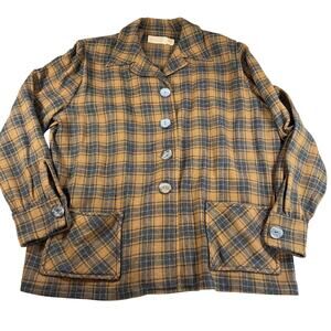 VTG Pendleton womens 49er jacket. Plaid brown, black, 1970s. Size L